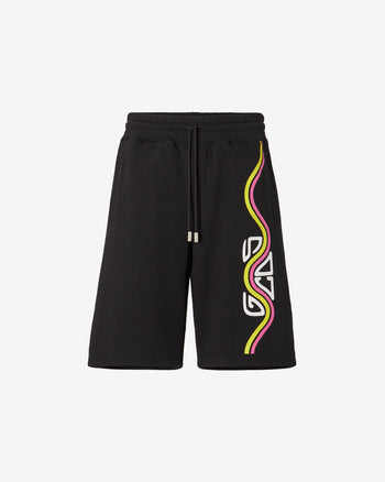 Waved Logo Oversized Bermuda : Men Trousers Black | GCDS Spring/Summer 2023